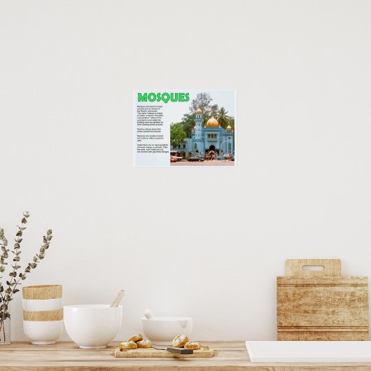 Religie, islam, moskeeën poster (Keuken)