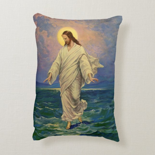  religie, Jezus Christus loopt op water Accent Kussen (Achterkant (Verticaal))