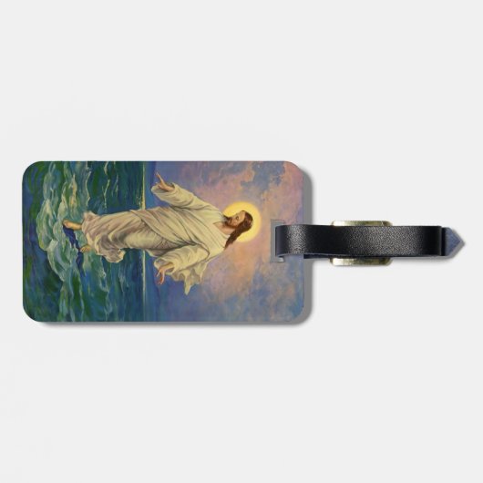  religie, Jezus Christus loopt op water Bagagelabel (Achterkant horizontaal)