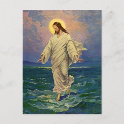  religie, Jezus Christus loopt op water Briefkaart (Voorkant)