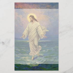  religie, Jezus Christus loopt op water Briefpapier