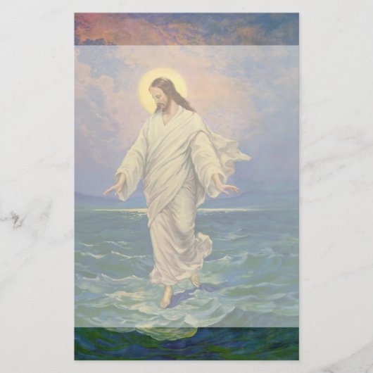  religie, Jezus Christus loopt op water Briefpapier (Voorkant)