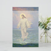  religie, Jezus Christus loopt op water Briefpapier (Staand voorkant)