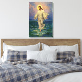  religie, Jezus Christus loopt op water Canvas Afdruk (Insitu (Slaapkamer))