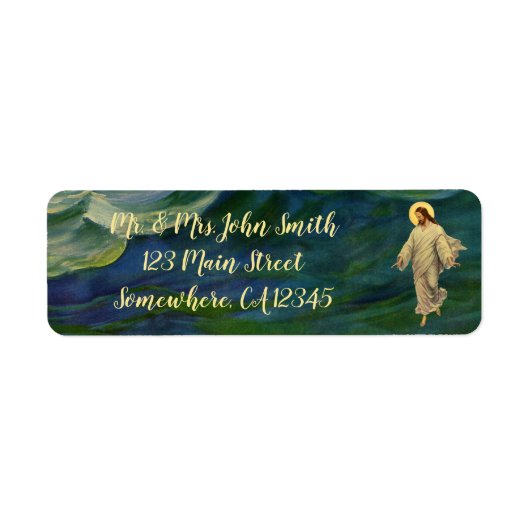  religie, Jezus Christus loopt op water Etiket (Voorkant)