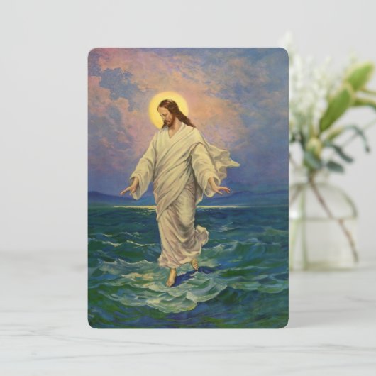  religie, Jezus Christus loopt op water Kaart (Staand voorkant)