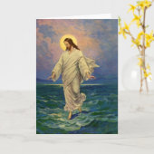  religie, Jezus Christus loopt op water Kaart (Gele Bloem)
