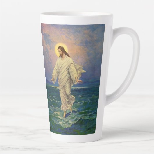  religie, Jezus Christus loopt op water Latte Mok (Rechts)