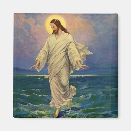  religie, Jezus Christus loopt op water Magneet (Voorkant)