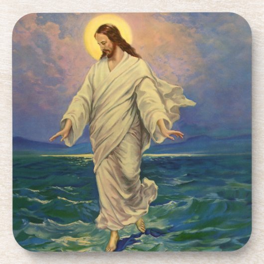  religie, Jezus Christus loopt op water Onderzetter (Voorkant)