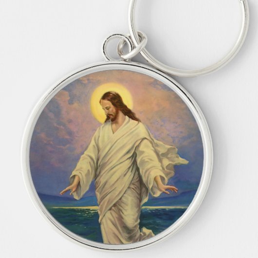  religie, Jezus Christus loopt op water Sleutelhanger (Voorkant)