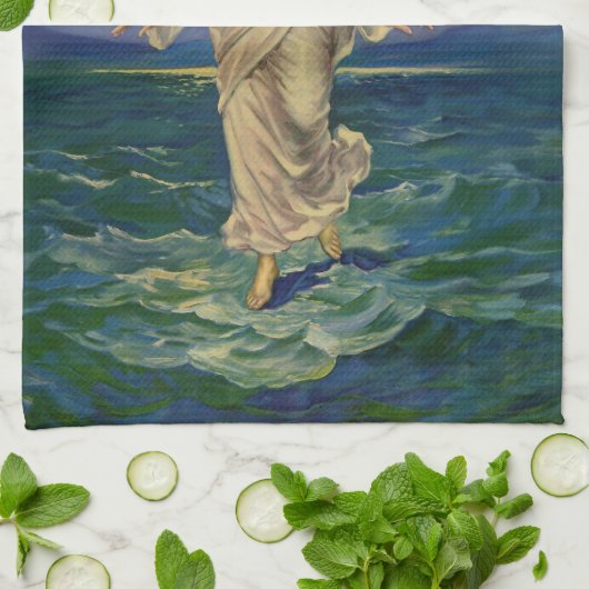 religie, Jezus Christus loopt op water Theedoek (Gevouwen)