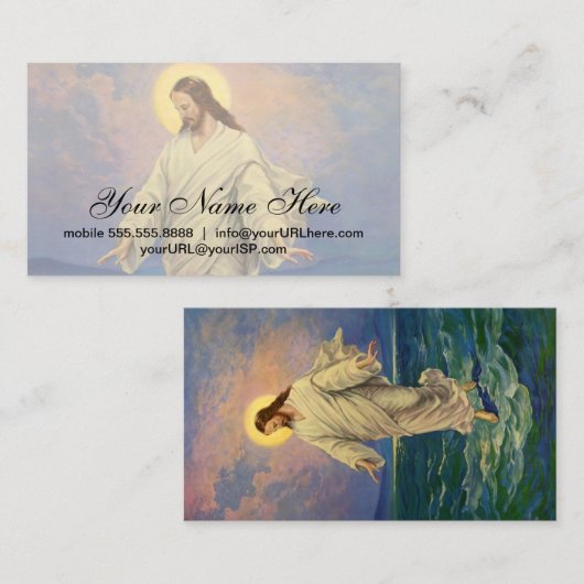  religie, Jezus Christus loopt op water Visitekaartje (Voorkant / Achterkant)