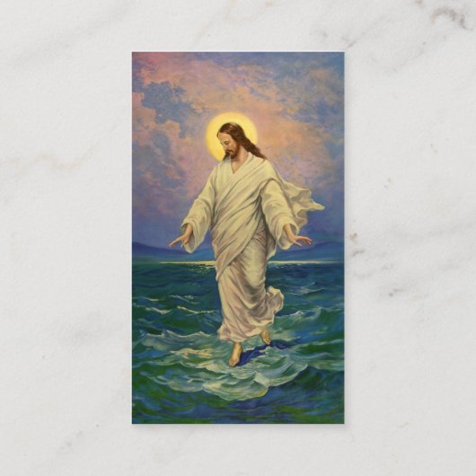  religie, Jezus Christus loopt op water Visitekaartje (Achterkant)