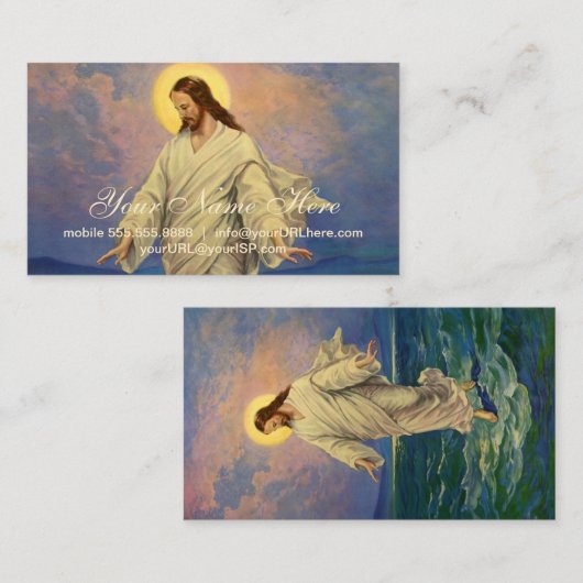  religie, Jezus Christus loopt op water Visitekaartje (Voorkant / Achterkant)