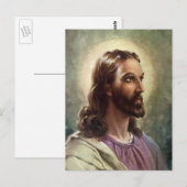  religie, Jezus Christus portret met Halo Briefkaart (Voorkant / Achterkant)