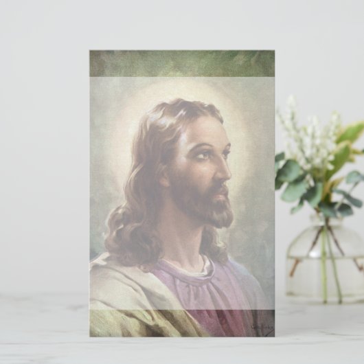  religie, Jezus Christus portret met Halo Briefpapier (Staand voorkant)