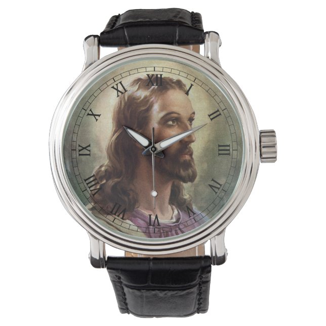  religie, Jezus Christus portret met Halo Horloge (Voorkant)