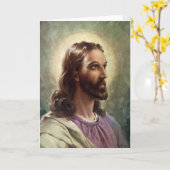 religie, Jezus Christus portret met Halo Kaart (Gele Bloem)