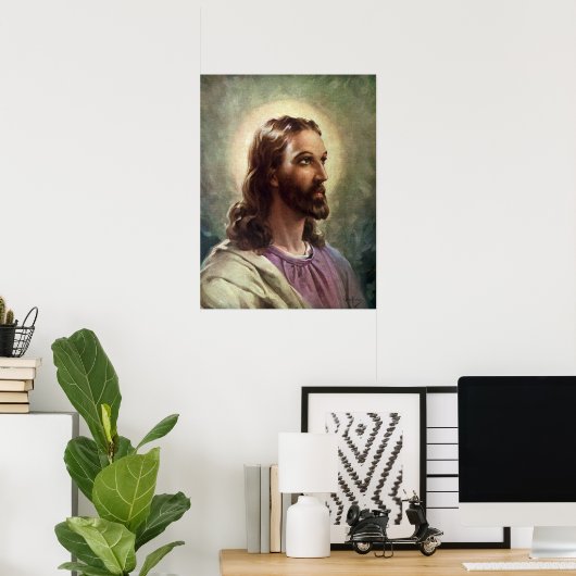 religie, Jezus Christus portret met Halo Poster (Thuiskantoor)