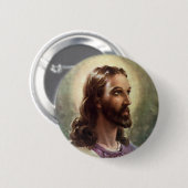  religie, Jezus Christus portret met Halo Ronde Button 5,7 Cm (Voorkant /achterkant)