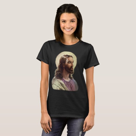  religie, Jezus Christus portret met Halo T-shirt (Voorkant volledig)