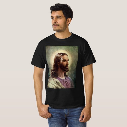  religie, Jezus Christus portret met Halo T-shirt (Voorkant volledig)