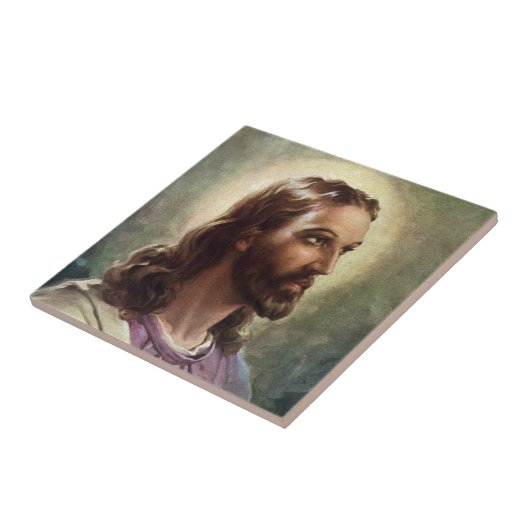  religie, Jezus Christus portret met Halo Tegeltje (Zijkant)