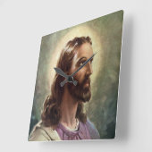 religie, Jezus Christus portret met Halo Vierkante Klok (Hoek)