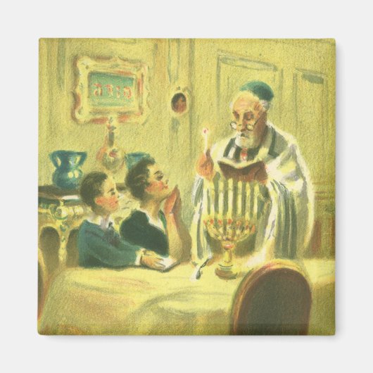 religie, jodendom, de Menorah verlicht Magneet (Voorkant)