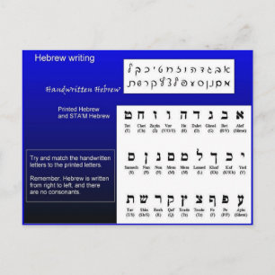 Religie, jodendom, Hebreeuws schrijven Briefkaart