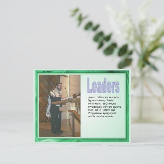 Religie, jodendom, leiders briefkaart (Staand voorkant)