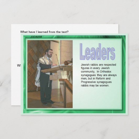 Religie, jodendom, leiders briefkaart (Voorkant / Achterkant)