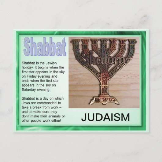Religie, jodendom, shabbat briefkaart (Voorkant)