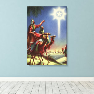  religie, Mannen met ster van Bethlehem Canvas Afdruk