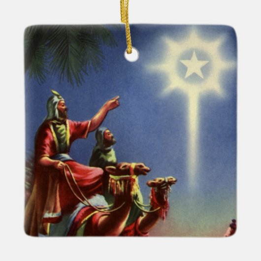  religie, Mannen met ster van Bethlehem Keramisch Ornament (Voorkant)