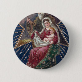 religie Mary en Baby Jezus Kerstmis Ronde Button 5,7 Cm