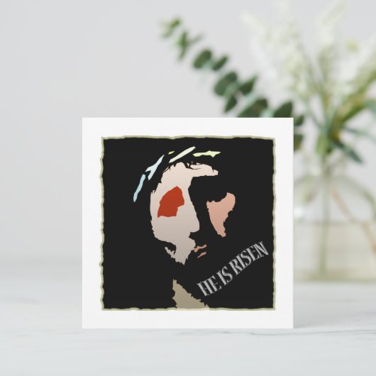 Religie paasmager Jezus Bijbel Verse Quote Risen Kaart (Staand voorkant)