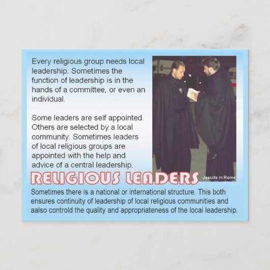 Religie, religieuze leiders briefkaart (Voorkant)