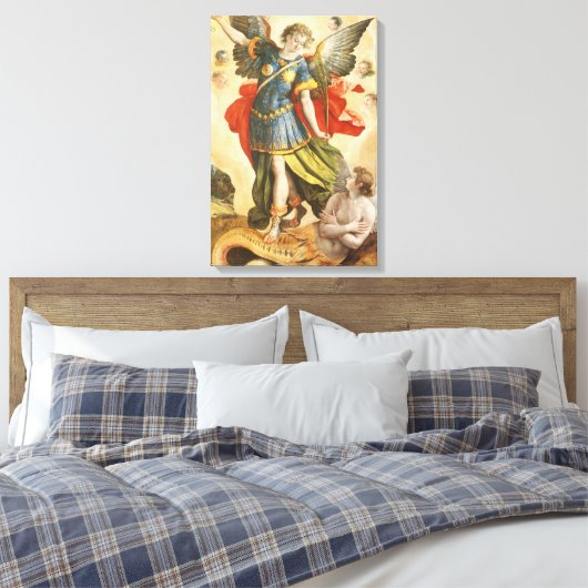  religie, Saint Michael Defeats Lucifer Canvas Afdruk (Insitu (Slaapkamer))