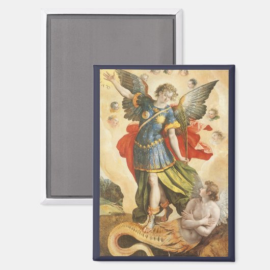  religie, Saint Michael Defeats Lucifer Magneet (Voorkant / Achterkant)