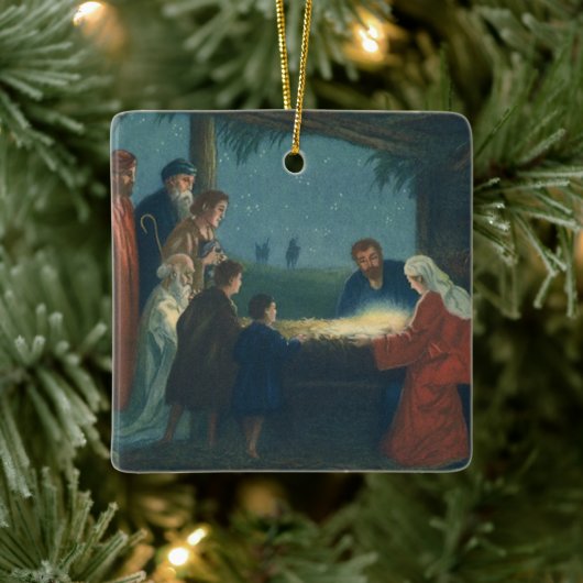 religie, verergering van de herders keramisch ornament (Boom)