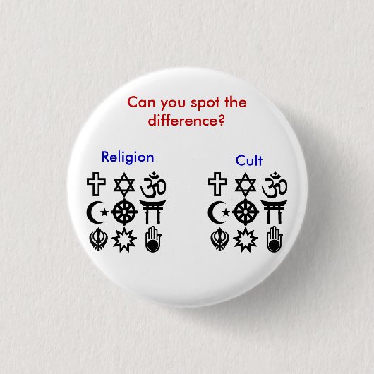 Religie versus Cult Ronde Button 3,2 Cm (Voorkant)