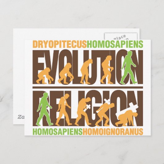 Religie versus ontwikkeling briefkaart (Voorkant / Achterkant)