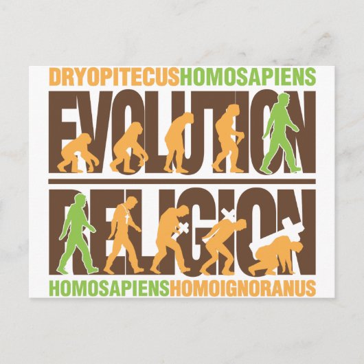 Religie versus ontwikkeling briefkaart (Voorkant)