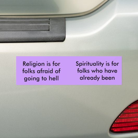 Religie versus spiritualiteit Versie 2 Bumpersticker (Op auto)