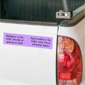 Religie versus spiritualiteit Versie 2 Bumpersticker (Op Truck)