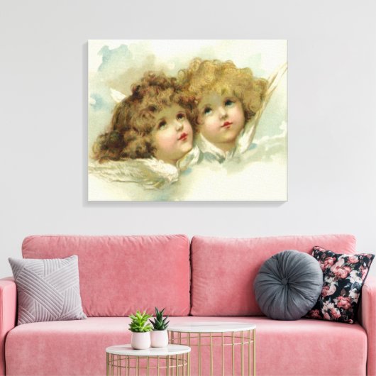  religie, Victoriaans Angels in de wolken Canvas Afdruk (Insitu (Woonkamer))