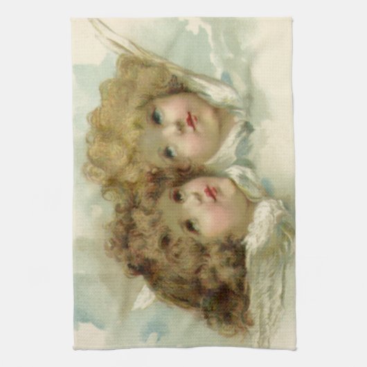 religie, Victoriaans Angels in de wolken Theedoek (Verticaal)