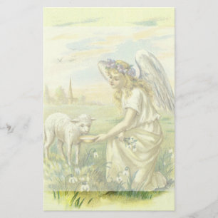 religie, Victoriaans paasengel met Lamb Briefpapier
